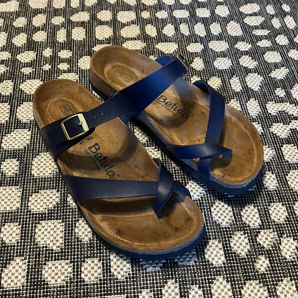 Betula Birkenstock navy sandals soft footbed 38N